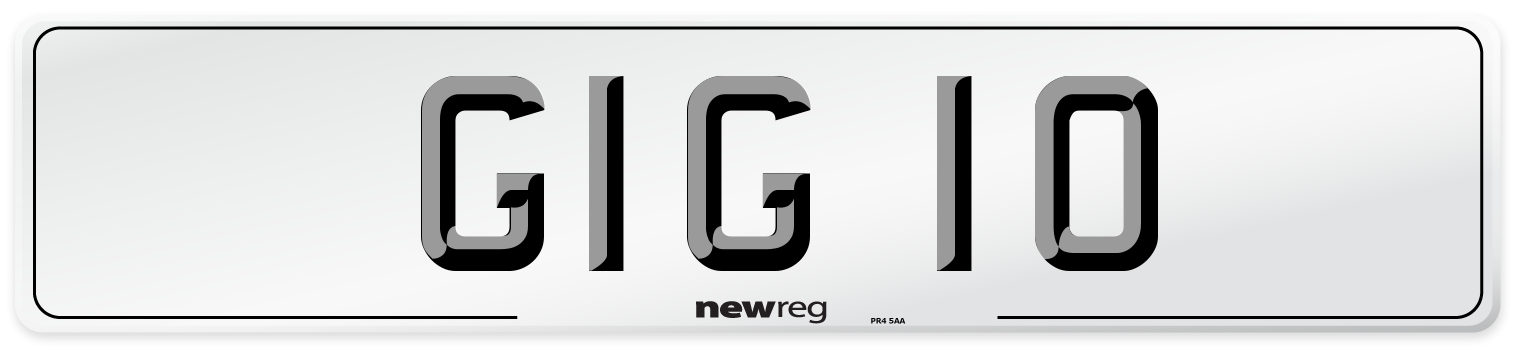 GIG 10 Number Plate from New Reg